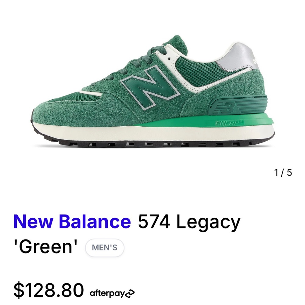 New Balance 574 Legacy Green and Silver Sneakers